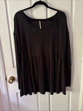 Free People Black Long-Sleeve Peplum Tunic